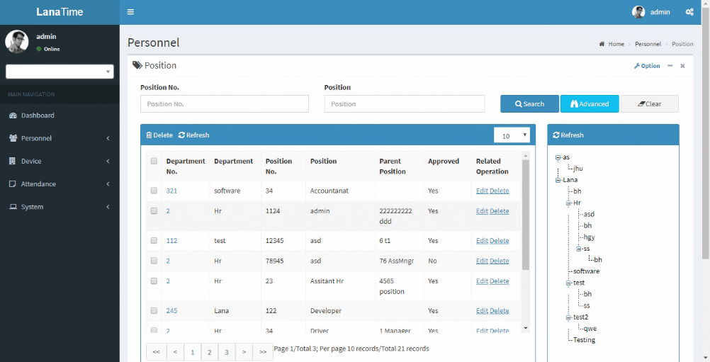 position in  time management software