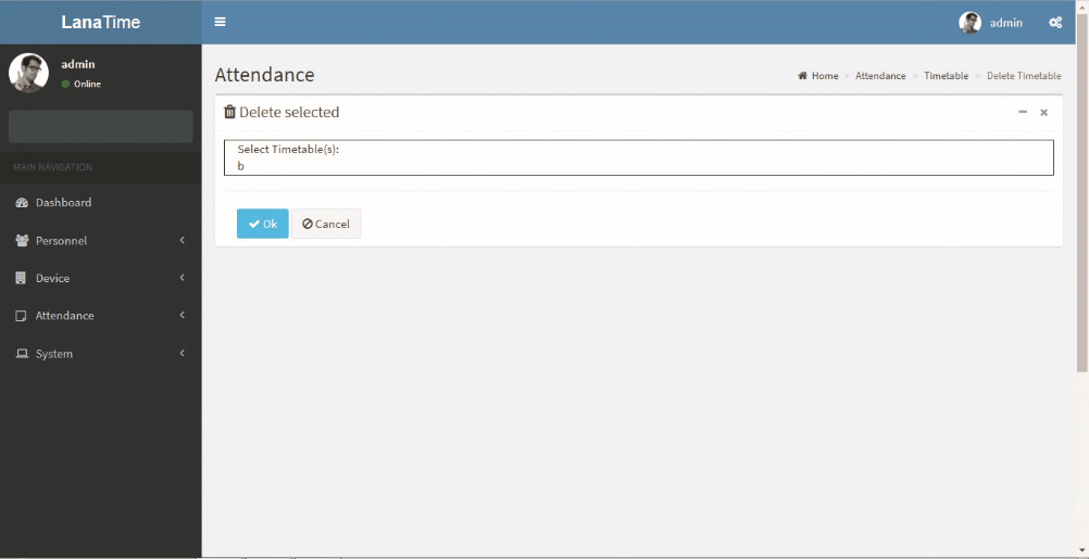 Deleting a Time Table