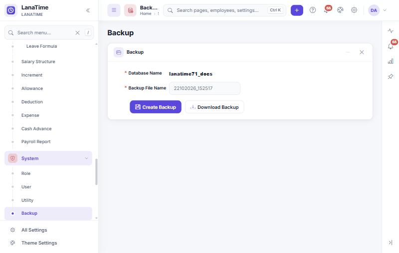 Backup page