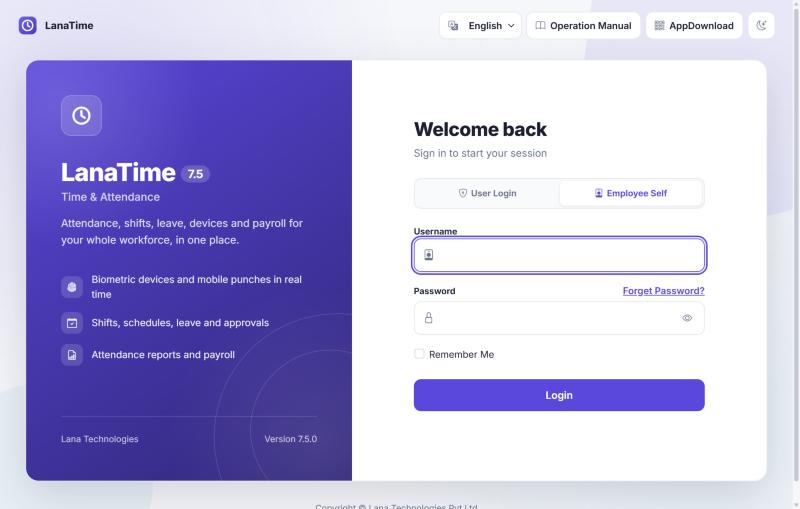 Sign-in page with the Employee Self tab selected